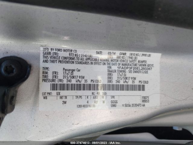 1FADP3F20EL293367 Ford FOCUS SE