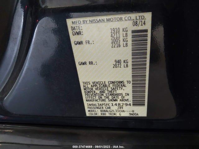Nissan Altima 2.5 S 2015 1N4AL3AP5FC148294 Image 9
