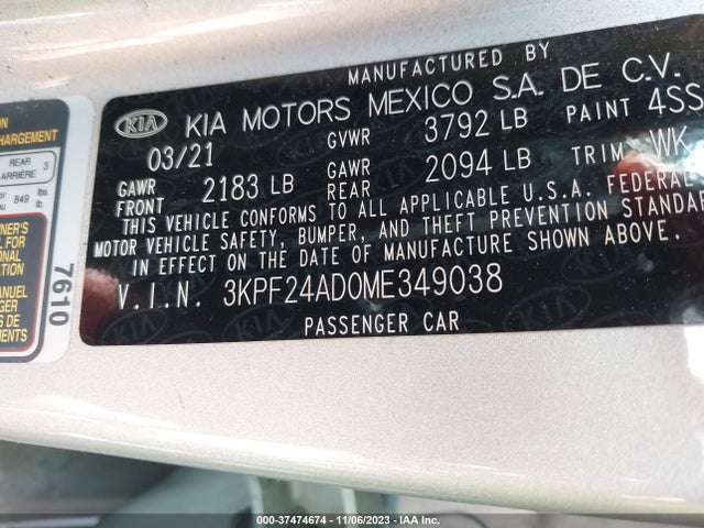 KIA Forte Lxs 2021 3KPF24AD0ME349038 Image 9