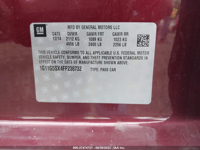Chevrolet MALIBU LTZ 2015 1G11G5SX4FF238732 Image 9
