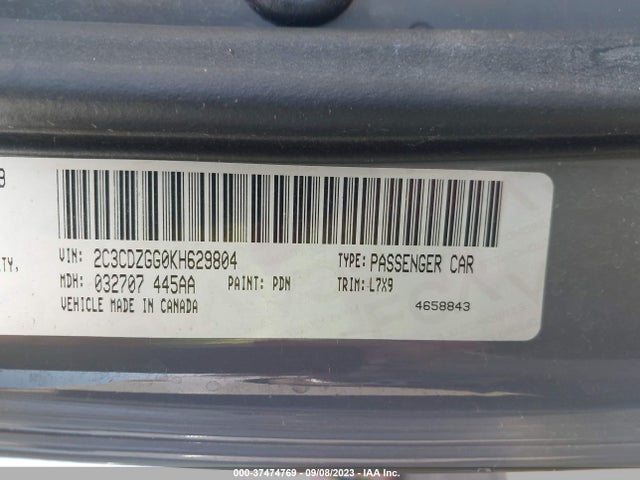 Dodge Challenger Sxt 2019 2C3CDZGG0KH629804 Image 9