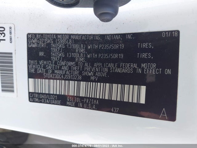 Toyota SIENNA SE 2018 5TDXZ3DC4JS913238 Image 9