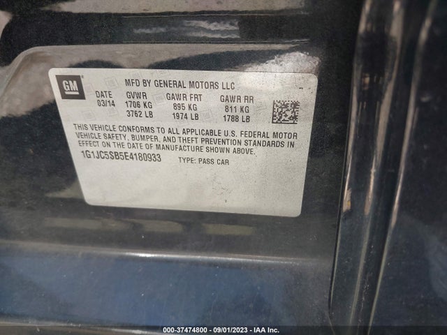 Chevrolet SONIC LT 2014 1G1JC5SB5E4180933 Image 9