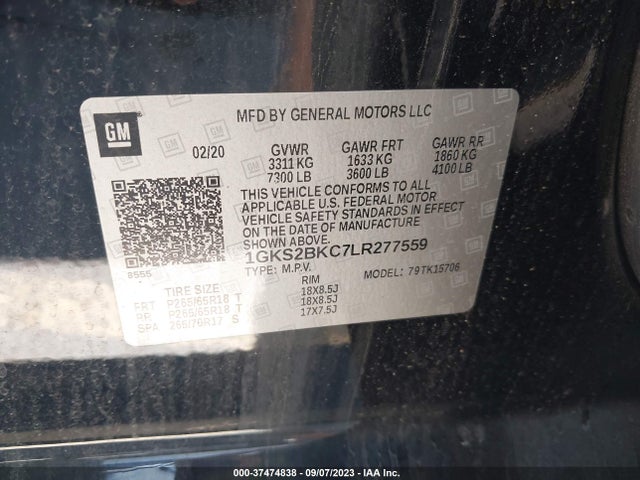 GMC Yukon 4wd Slt 2020 1GKS2BKC7LR277559 Image 9