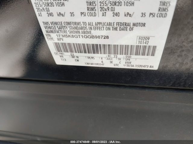 1FM5K8GT1GGB98728 Ford EXPLORER SPORT