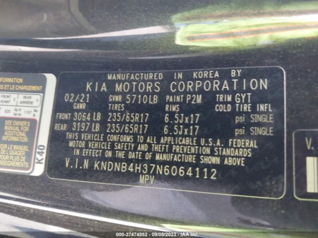 KNDNB4H37N6064112 KIA Carnival Lx
