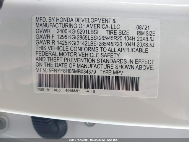 Honda Passport Elite 2021 5FNYF8H05MB034379 Image 15