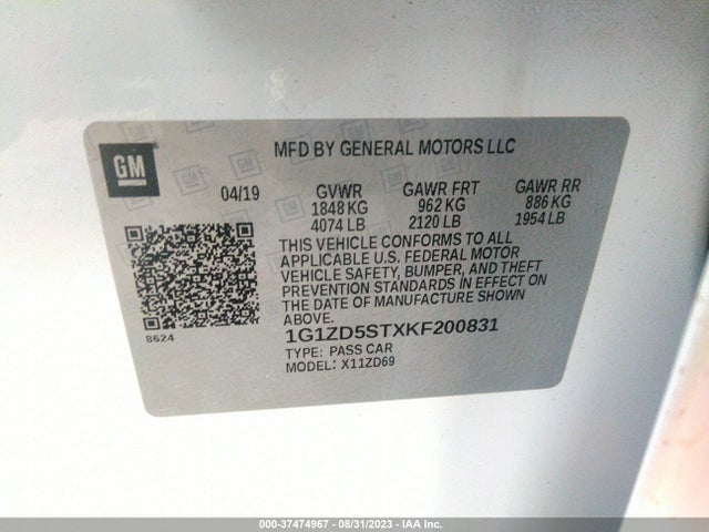 Chevrolet MALIBU LT 2019 1G1ZD5STXKF200831 Image 9