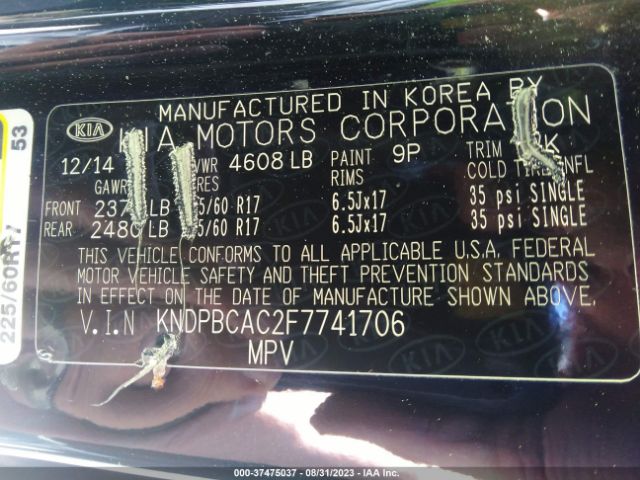 KNDPBCAC2F7741706 KIA Sportage Lx
