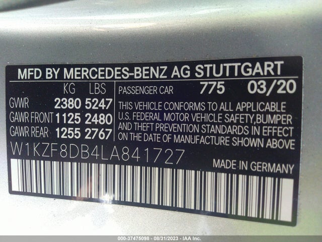 W1KZF8DB4LA841727 Mercedes-Benz E-class E 350