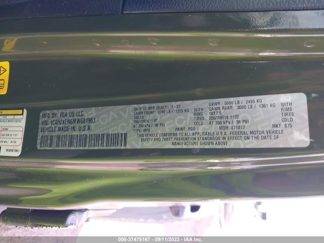 1C4HJXEN6MW681961 Jeep Wrangler Unlimited Sahara Altitude