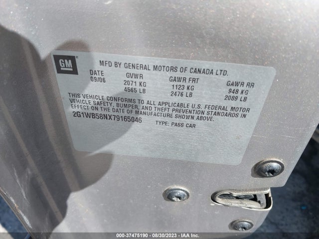 2007 CHEVROLET IMPALA LS VIN: 2G1WB58NX79165046
