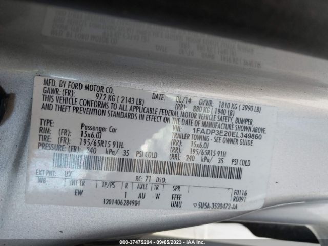 1FADP3E20EL349860 Ford FOCUS S