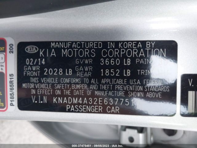 KNADM4A32E6377517 KIA RIO LX