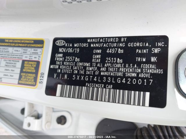 5XXGT4L33LG420017 KIA Optima Lx