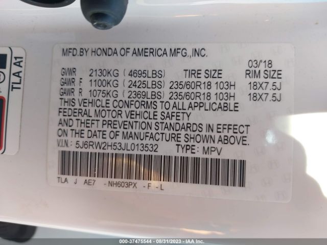 5J6RW2H53JL013532 Honda CR-V EX