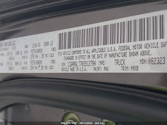 1C6RR6LT7KS512794 RAM 1500 Classic Lone Star