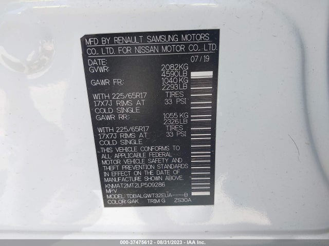 Nissan ROGUE SV 2020 KNMAT2MT2LP509286 Image 9