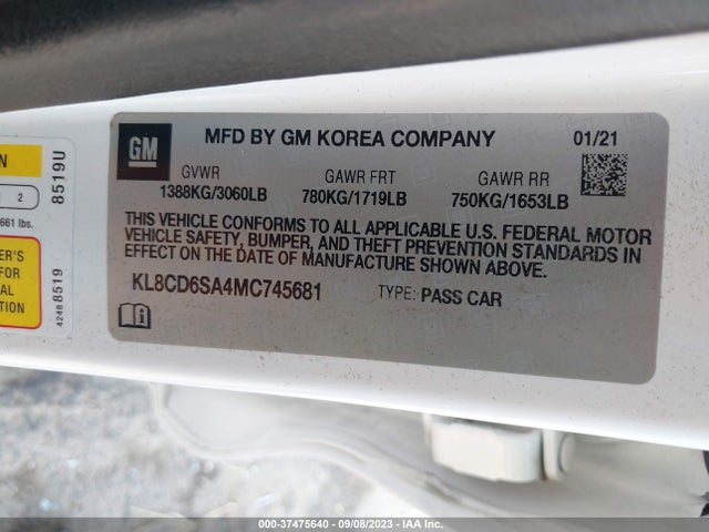 Chevrolet SPARK 1LT 2021 KL8CD6SA4MC745681 Image 9