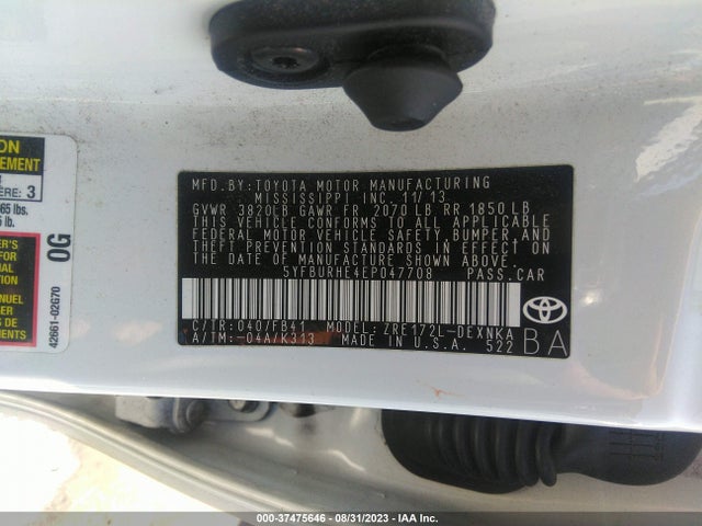 Toyota Corolla L/le/s/s Plus/le Plus 2014 5YFBURHE4EP047708 Image 9