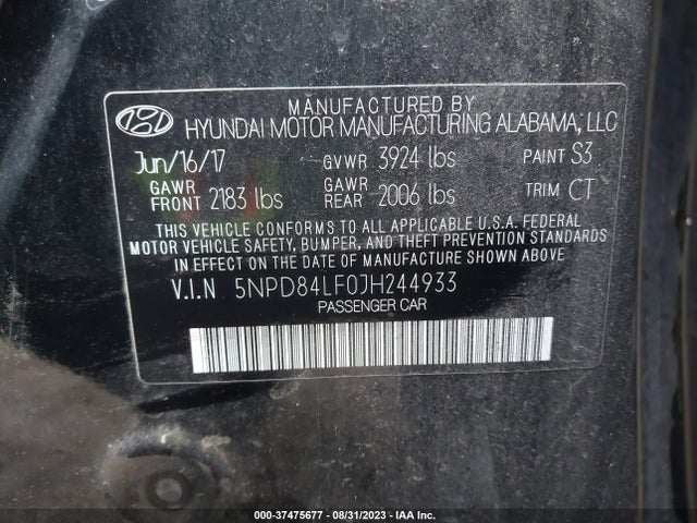 Hyundai ELANTRA SEL 2018 5NPD84LF0JH244933 Image 15