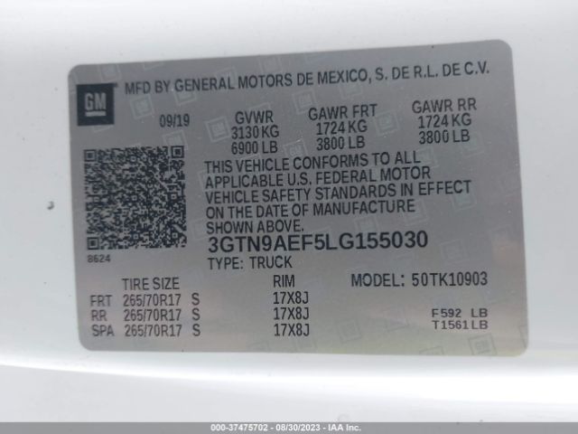 3GTN9AEF5LG155030 GMC SIERRA 1500