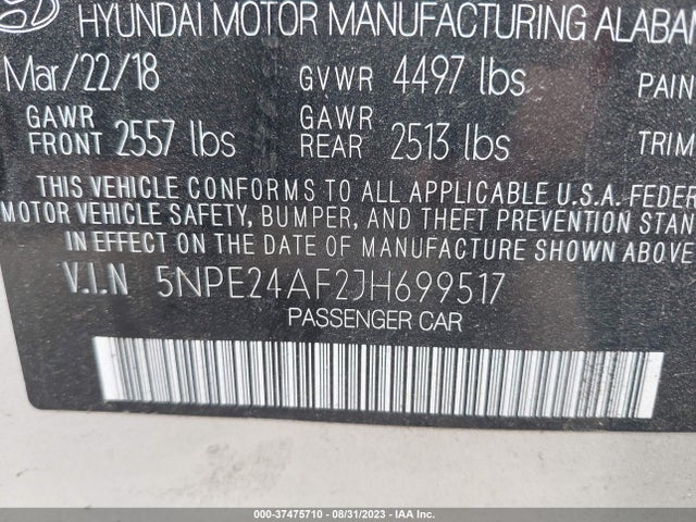 Hyundai SONATA SE 2018 5NPE24AF2JH699517 Image 14