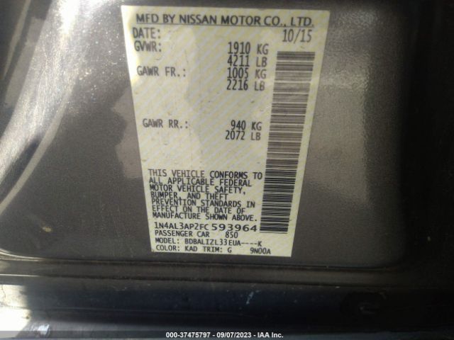1N4AL3AP2FC593964 Nissan Altima 2.5 Sv