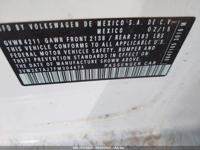 3VW2K7AJ7FM304674 Volkswagen Jetta Sedan 2.0l S