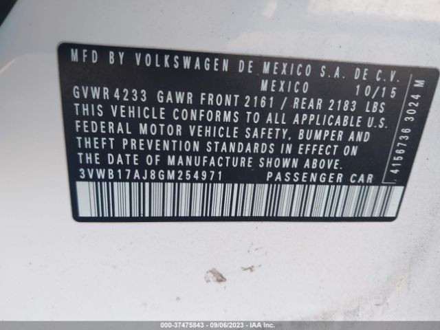 2016 VOLKSWAGEN JETTA SEDAN 3VWB17AJ8GM254971 Photo 8
