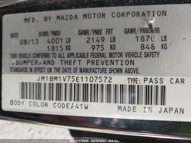 Продажа на аукционе авто 2014 Mazda Mazda3 I Touring, vin: JM1BM1V75E1107572, номер лота: 37475849