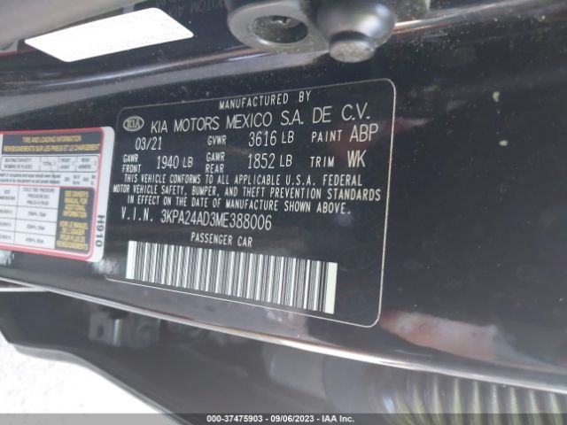 3KPA24AD3ME388006 KIA RIO S