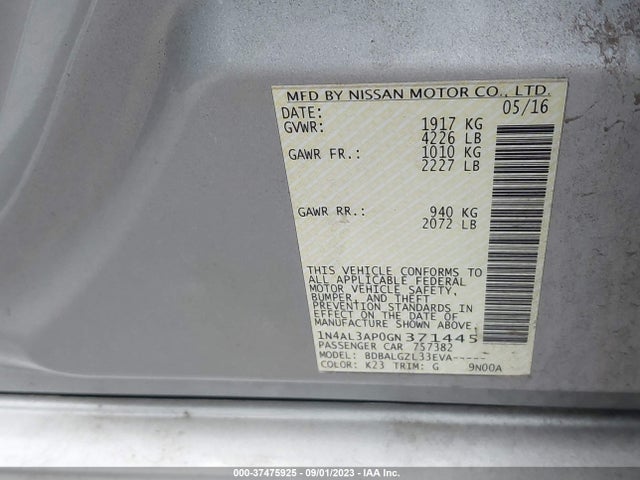 Nissan ALTIMA 2.5 2016 1N4AL3AP0GN371445 Image 10