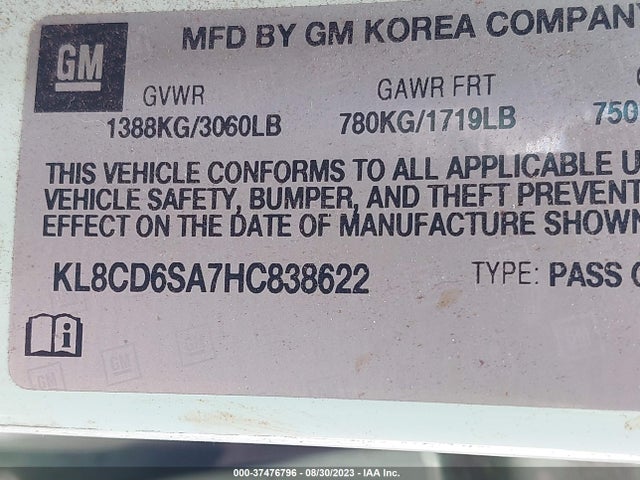 Chevrolet Spark 1lt Cvt 2017 KL8CD6SA7HC838622 Image 9