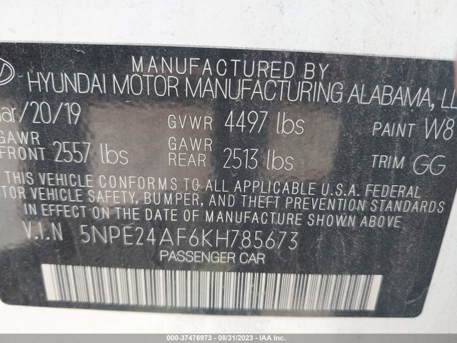 Hyundai SONATA SE 2019 5NPE24AF6KH785673 Image 9