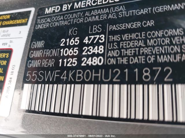55SWF4KB0HU211872 Mercedes-Benz C-class C 300