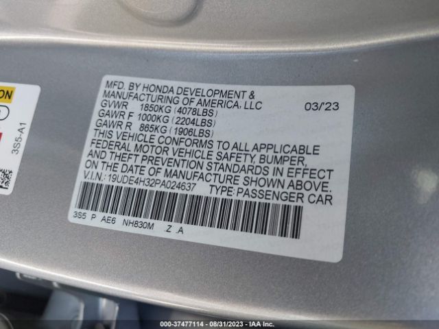 19UDE4H32PA024637 Acura Integra A-spec