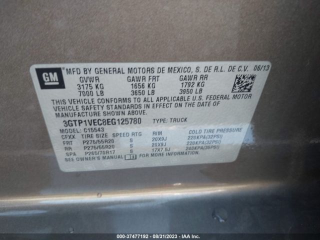 3GTP1VEC8EG125780 GMC Sierra 1500 Slt