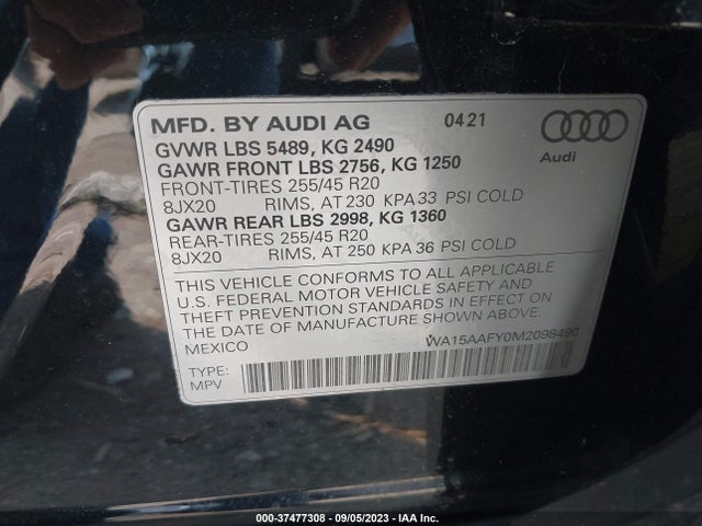Audi Q5 Sportback Premium Plus 2021 WA15AAFY0M2098490 Image 9