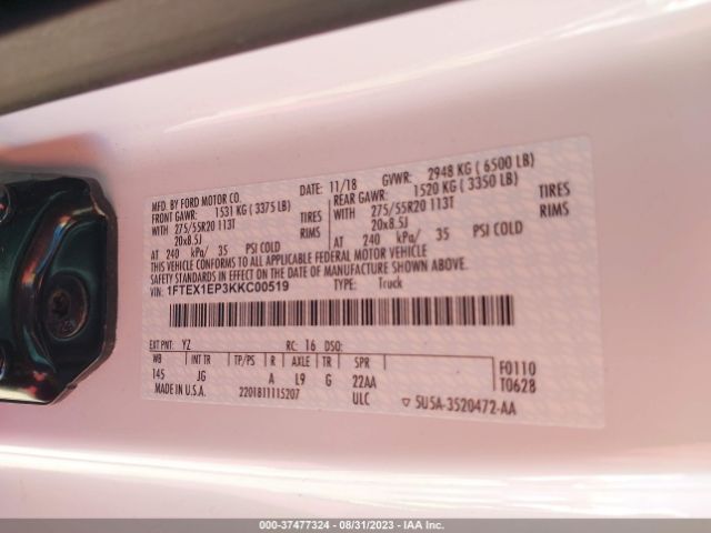 1FTEX1EP3KKC00519 Ford F-150 Xl/xlt/lariat