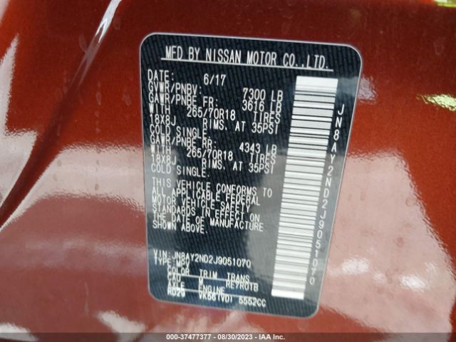 JN8AY2ND2J9051070 Nissan ARMADA SV
