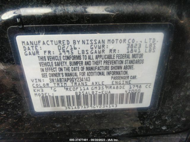 3N1AB7AP9GY234143 Nissan SENTRA S