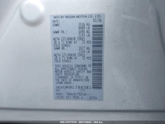 5N1AT2MT8GC788381 Nissan Rogue Sl