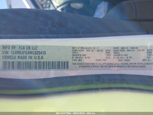 1C4RDJFG8MC825410 Dodge Durango Pursuit Awd