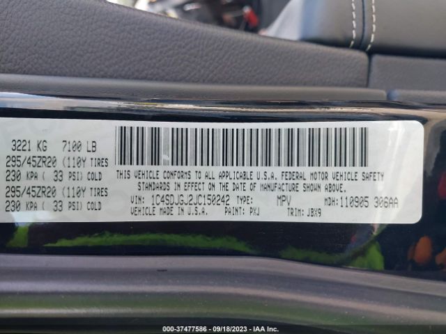 1C4SDJGJ2JC150242 Dodge Durango Srt