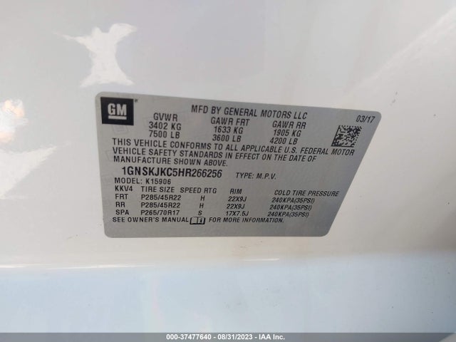 Chevrolet Suburban Premier 2017 1GNSKJKC5HR266256 Image 9