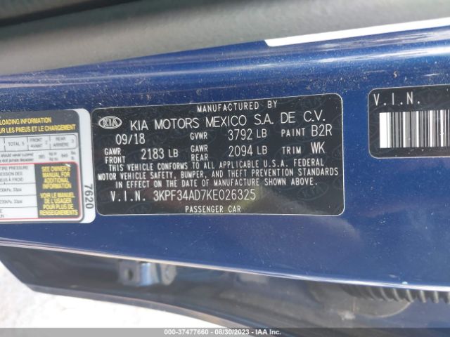 3KPF34AD7KE026325 KIA FORTE S