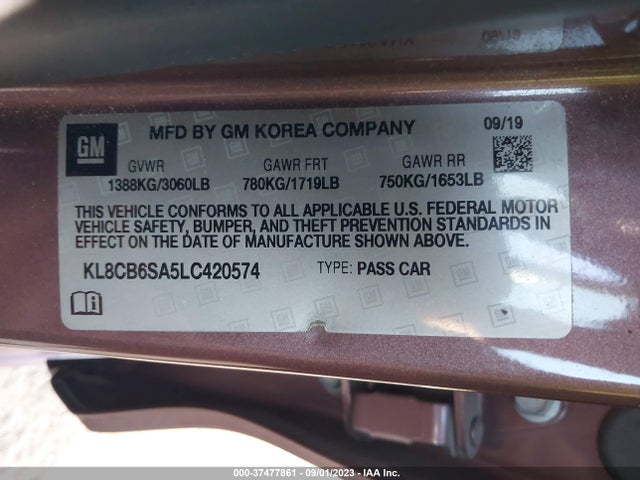 Chevrolet SPARK LS 2020 KL8CB6SA5LC420574 Image 9
