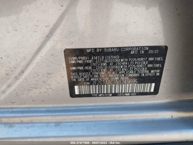 JF2GTABC3N8249695 Subaru Crosstrek