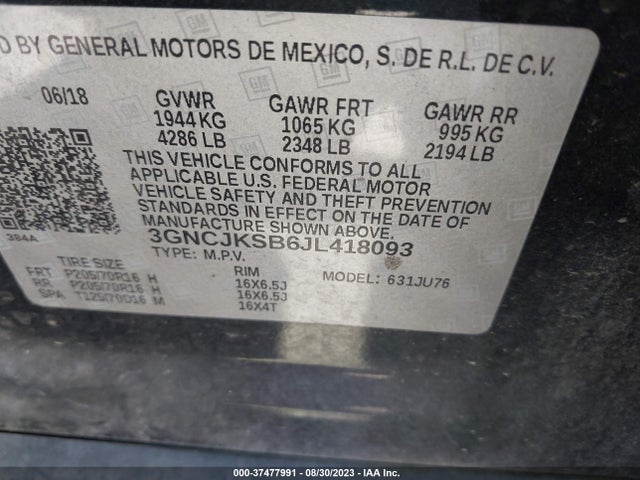 Chevrolet TRAX LS 2018 3GNCJKSB6JL418093 Image 9